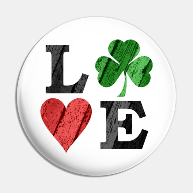 St. Patrick's Day LOVE with Heart and Shamrock Pin by HolidayBug