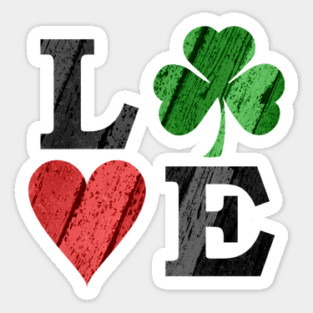 St. Patrick's Day LOVE with Heart and Shamrock Sticker