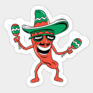 Party Pepper in Sombrero with Maracas Sticker