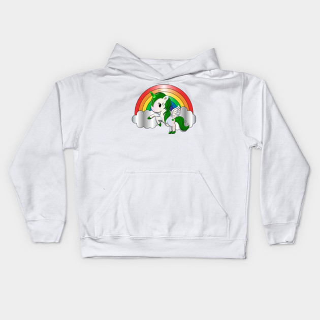 St. Patrick's Day Unicorn Pegasus Kids Hoodie by HolidayBug