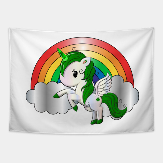 St. Patrick's Day Unicorn Pegasus Tapestry by HolidayBug
