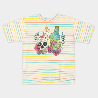 Watercolor Dia de los Muertos Skull Kids T-Shirt