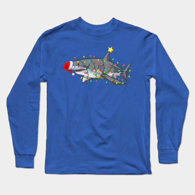 Christmas Shark Long Sleeve T-Shirt by HolidayBug
