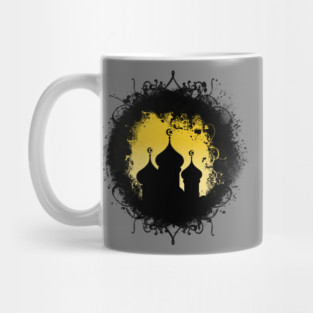 Grunge-Goth Gold and Black Ramadan Mosque Mug