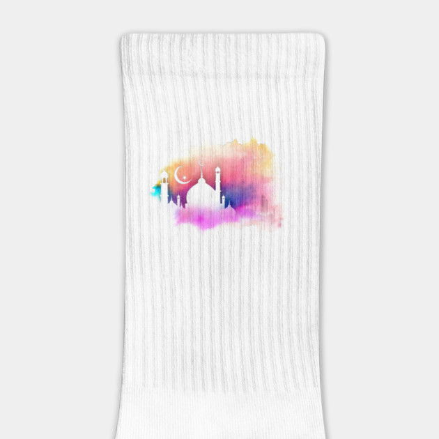 Watercolor Ramadan Mosque Oranges and Purples by HolidayBug