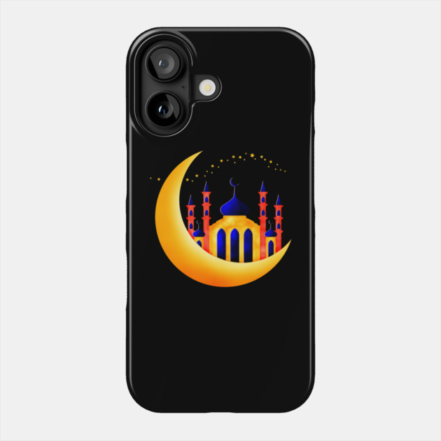 Blue & Gold Mosque on Crescent Moons Stars Ramadan Phone Case by HolidayBug