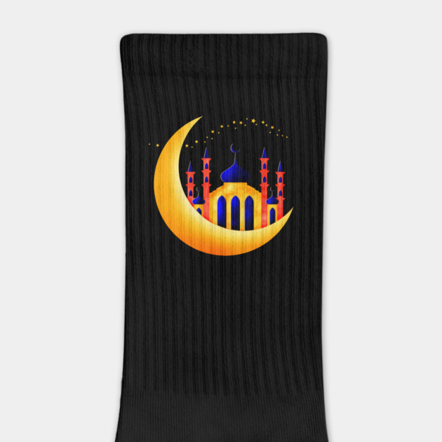 Blue & Gold Mosque on Crescent Moons Stars Ramadan by HolidayBug