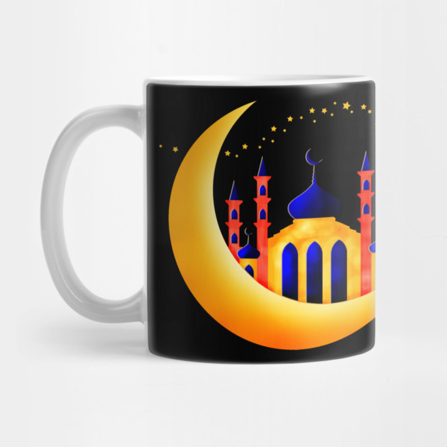 Blue & Gold Mosque on Crescent Moons Stars Ramadan by HolidayBug