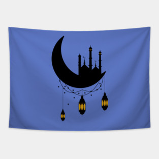 Ramadan Mosque Moon Lanterns Tapestry
