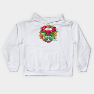 Retro Red Wine Day, floral arsty wine Kids Hoodie