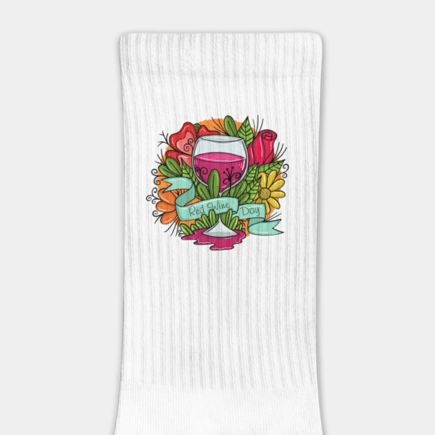 Retro Red Wine Day, floral arsty wine by HolidayBug