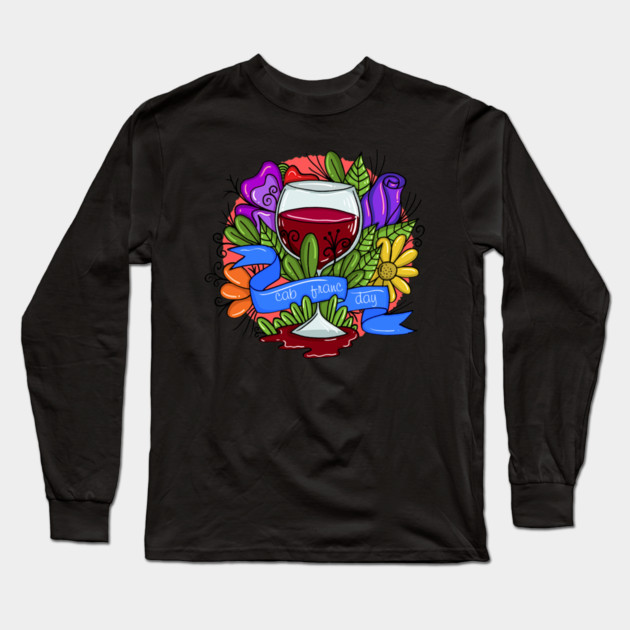 Retro Cabernet Franc Day, floral arsty wine Long Sleeve T-Shirt by HolidayBug