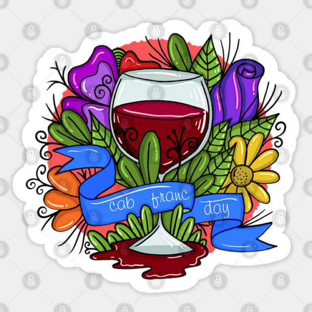 Retro Cabernet Franc Day, floral arsty wine Sticker by HolidayBug