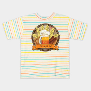 Oktoberfest Beer Sausage Pretzel Logo Kids T-Shirt