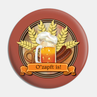 Oktoberfest Beer Sausage Pretzel Logo Pin