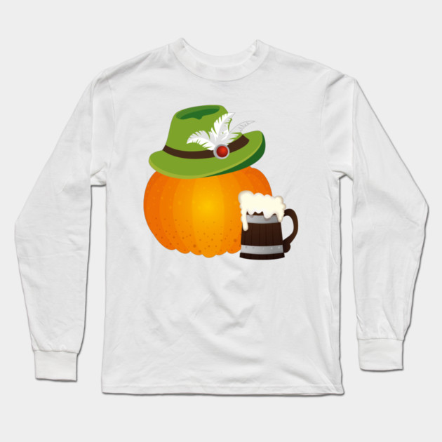 Oktoberfest Pumpkin, Beer, Alpine Hat Long Sleeve T-Shirt by HolidayBug