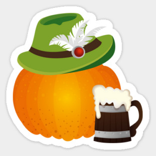 Oktoberfest Pumpkin, Beer, Alpine Hat Sticker
