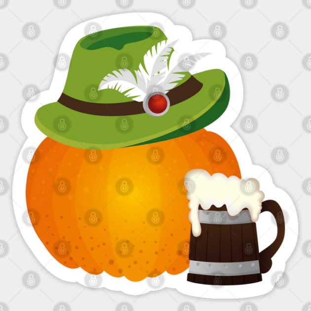 Oktoberfest Pumpkin, Beer, Alpine Hat Sticker by HolidayBug