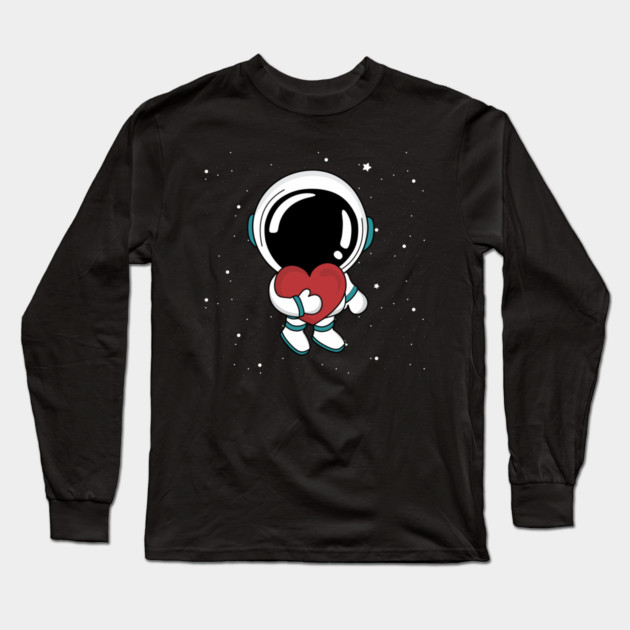 Love Astronaut Valentine Da Long Sleeve T-Shirt by HolidayBug