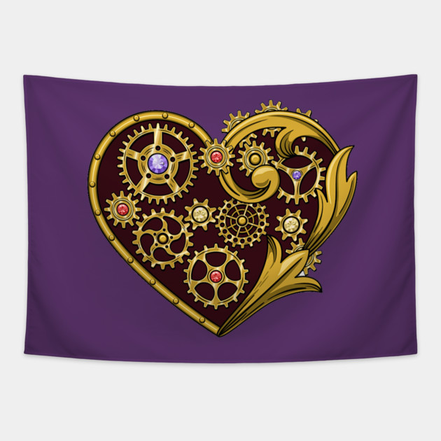 Steampunk Gears Heart Tapestry by HolidayBug