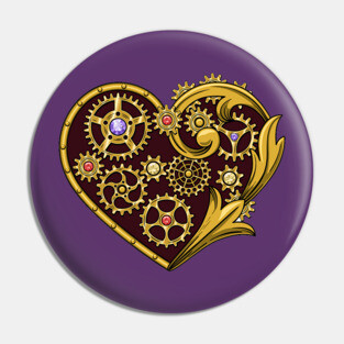 Steampunk Gears Heart Pin