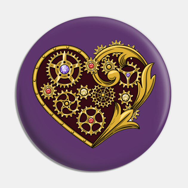 Steampunk Gears Heart Pin by HolidayBug