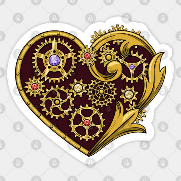 Steampunk Gears Heart Sticker by HolidayBug