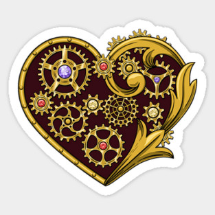 Steampunk Gears Heart Sticker