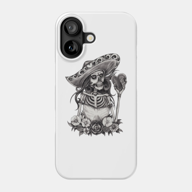 Sketch Skeleton Love Heart Phone Case by HolidayBug