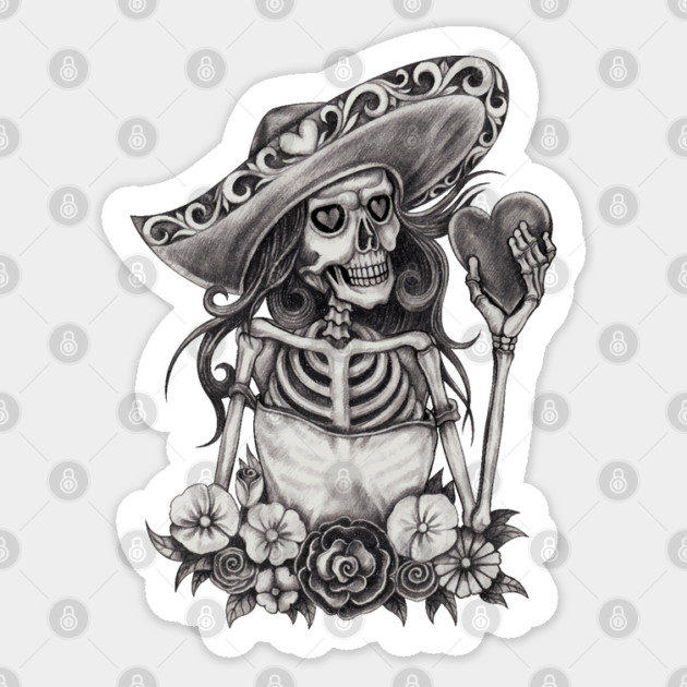 Sketch Skeleton Love Heart Sticker by HolidayBug