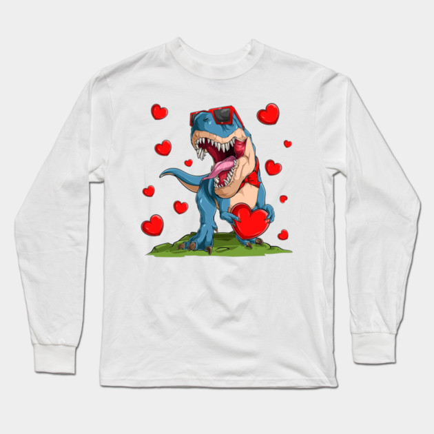 Valentine Dinosaur Long Sleeve T-Shirt by HolidayBug