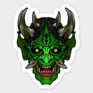 Illustrated Green Oni Demon Sticker