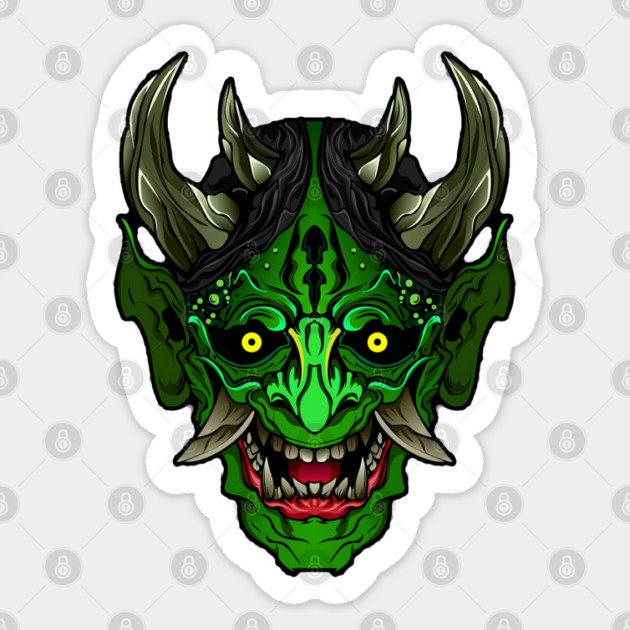 Illustrated Green Oni Demon Sticker by HolidayBug
