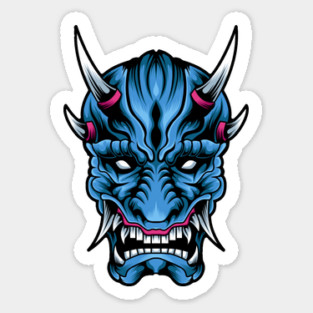 Illustrated Blue Oni Demon Sticker