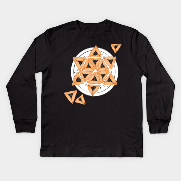 Purim Hamantash Hamantaschen Jewish Star Kids Long Sleeve T-Shirt by HolidayBug