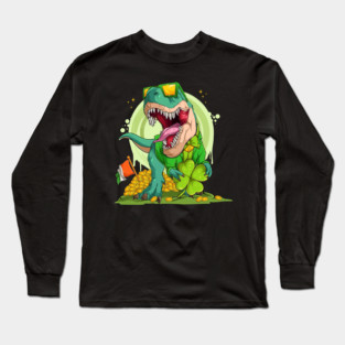 Leprechaun T-Rex St. Patrick's Day Long Sleeve T-Shirt