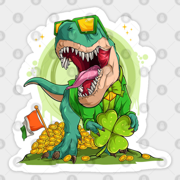 Leprechaun T-Rex St. Patrick's Day Sticker by HolidayBug