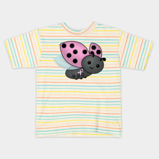 Ladybug Pink Awareness Ribbon Kids T-Shirt