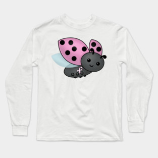 Ladybug Pink Awareness Ribbon Long Sleeve T-Shirt