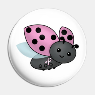 Ladybug Pink Awareness Ribbon Pin