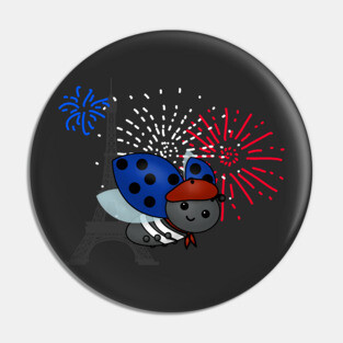 Bastille Day Ladybug, smile Pin