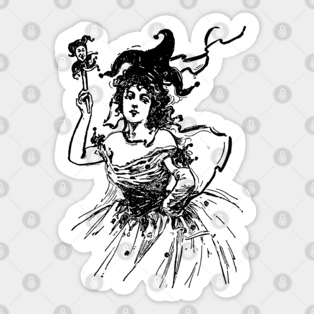Vintage Jester Lady Sticker by HolidayBug
