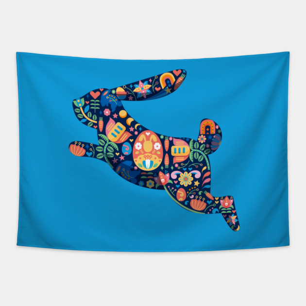 Folk Art Easter Bunny Tapestry by HolidayBug