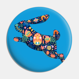 Folk Art Easter Bunny Pin