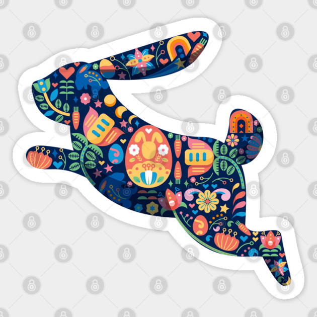Folk Art Easter Bunny Sticker by HolidayBug