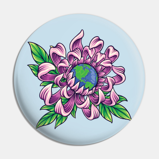 Earth in Flower Pin by HolidayBug
