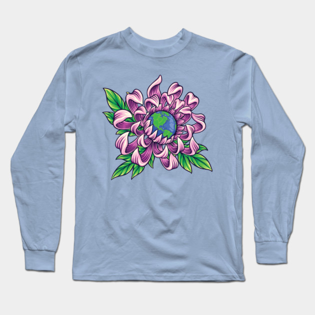 Earth in Flower Long Sleeve T-Shirt by HolidayBug