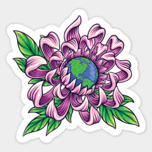 Earth in Flower Sticker