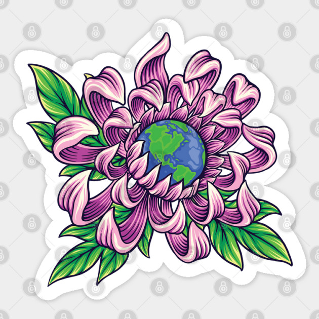 Earth in Flower Sticker by HolidayBug