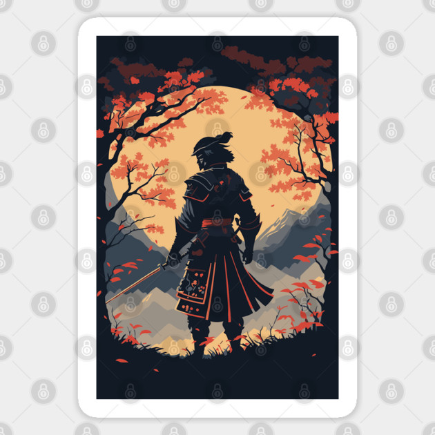 Silhouette Samurai Warrior Moon Sticker by HolidayBug